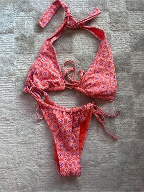 wild fable Orange Purple Printed Triangle Tie Bikini